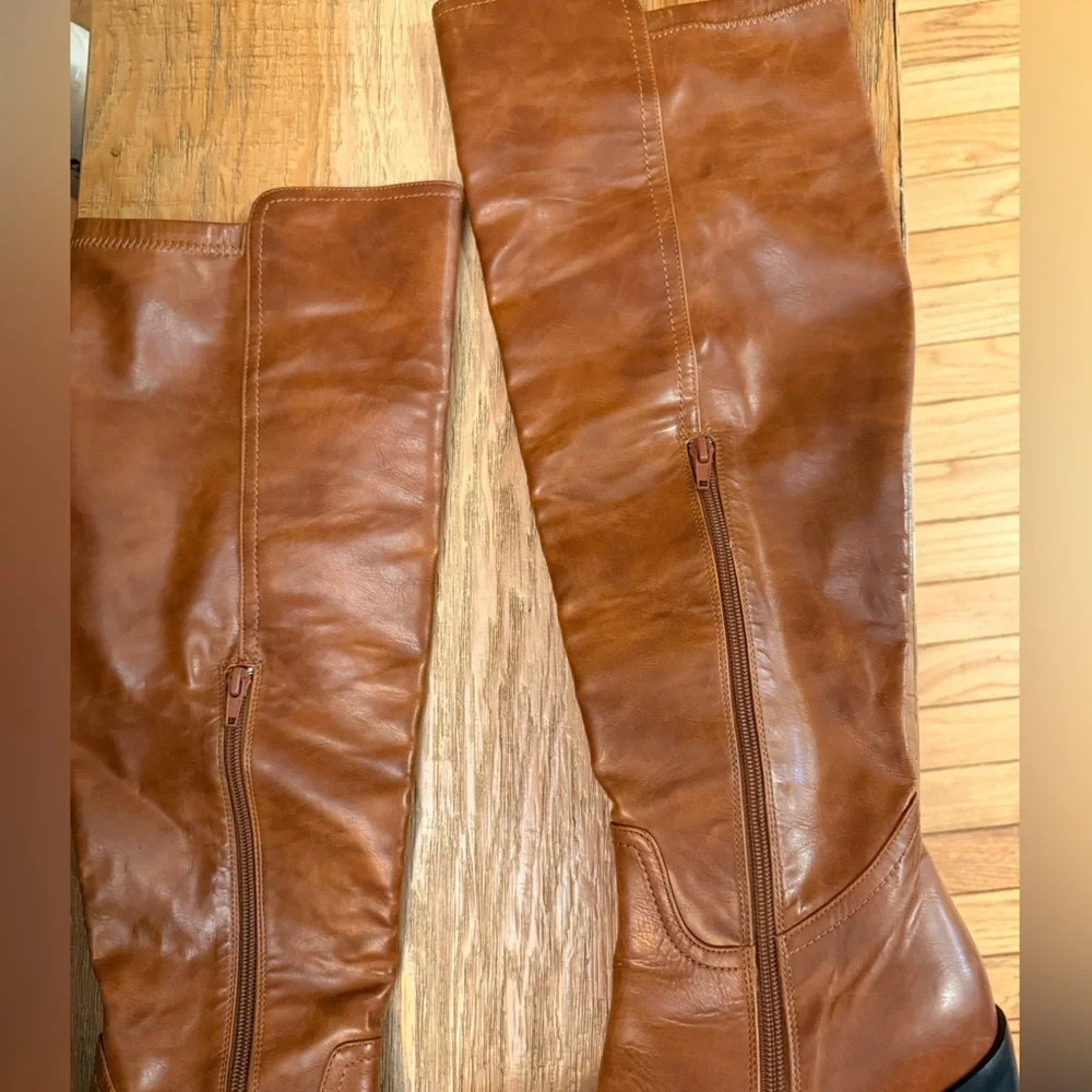 Jeffrey Campbell Woodvale Brown Over Knee Heeled Riding Style Boots